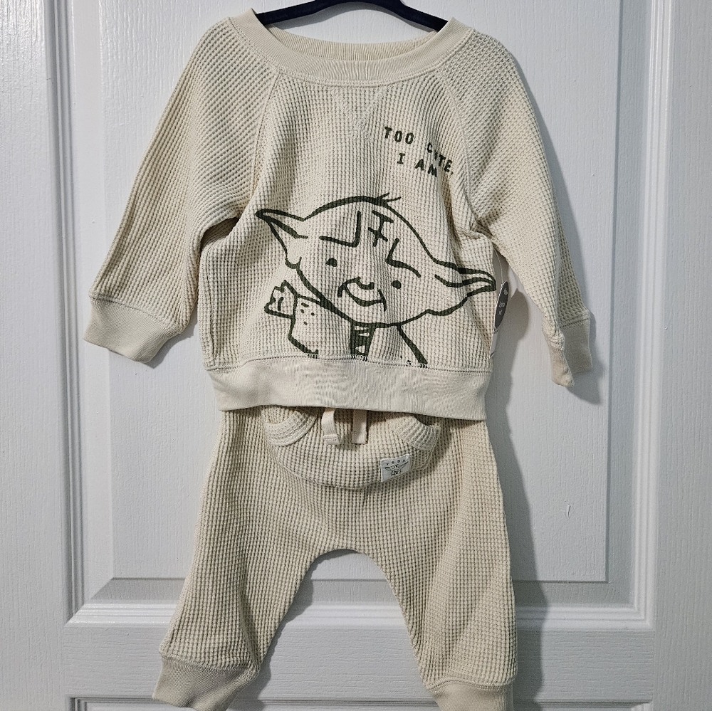NWT BabyGAP Cream Waffle Knit Star Wars Baby Outfit